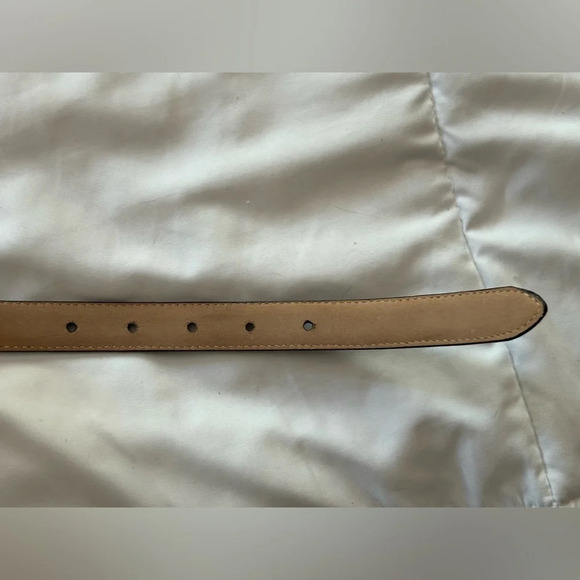 BRIGHTON Brown embossed Leather belt, size 34 SILVER plated buckle 1 inch width - Picture 6 of 6